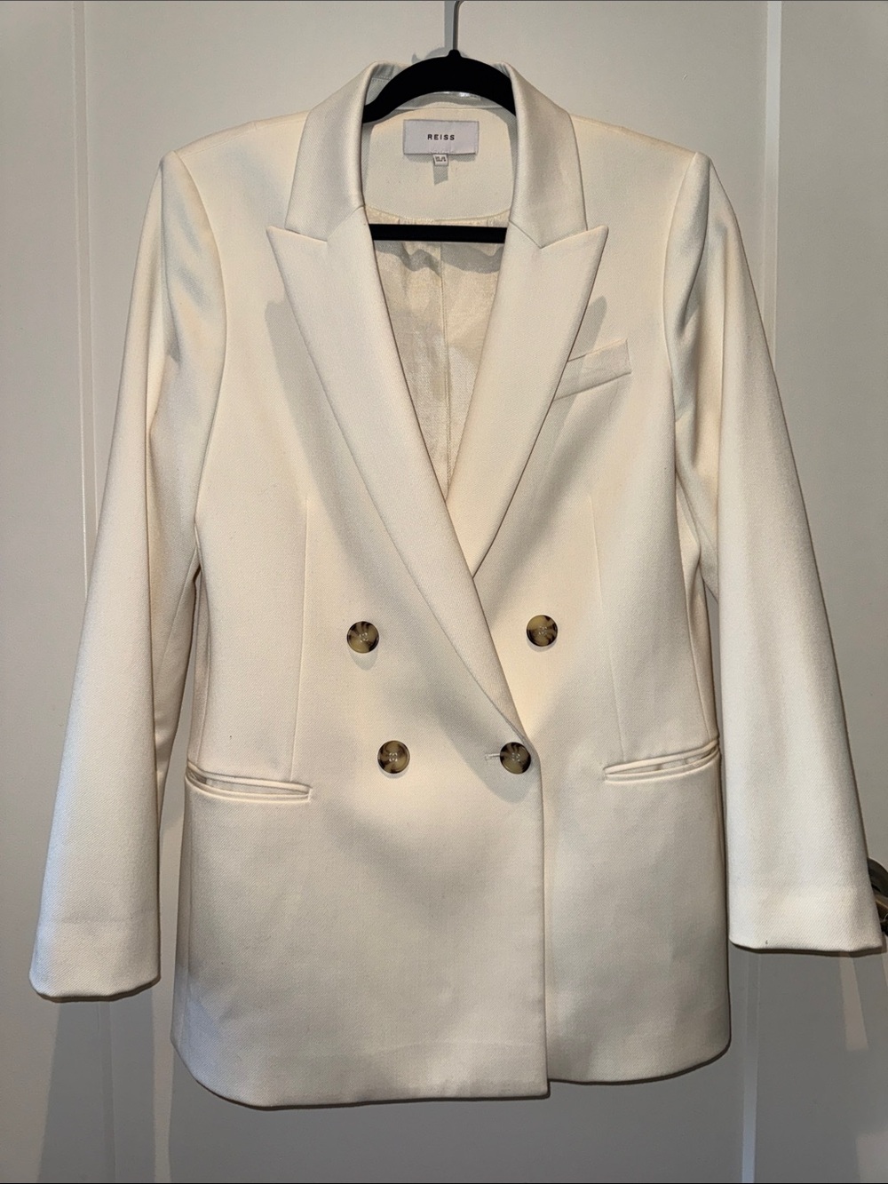 Reiss Double-Breasted White Blazer
